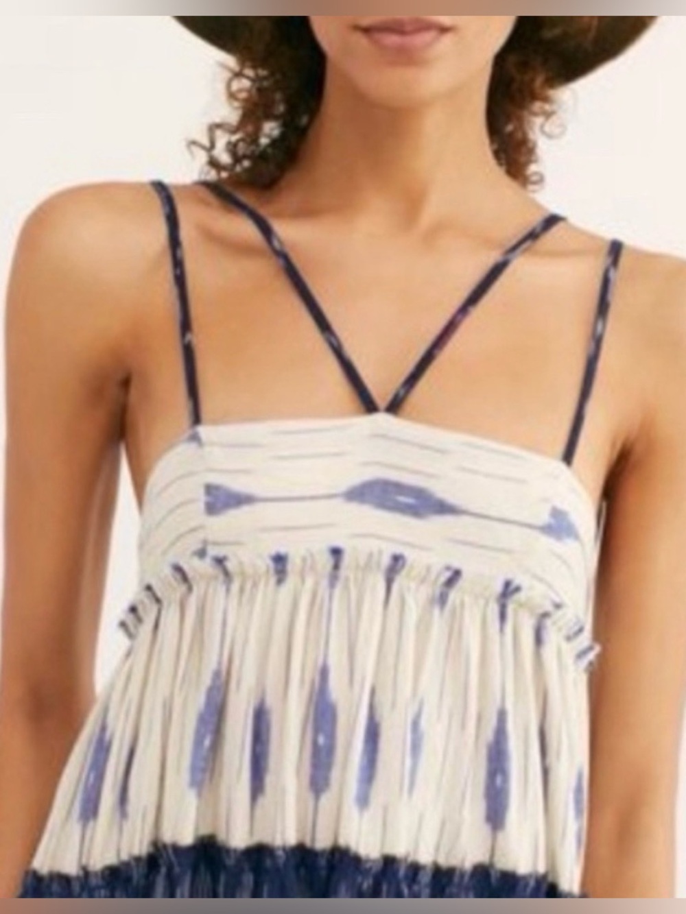 Free People Sweet Summer Blue White Cotton Dress S - Picture 11 of 16